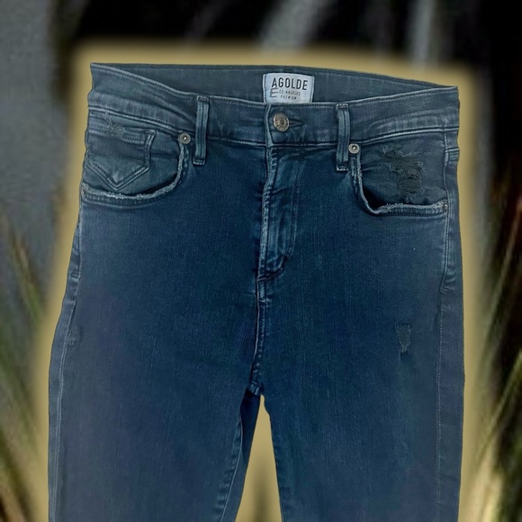 Agolde Black ‘Sophie High-Rise Distressed Skinny Jeans’ Size 26 - Picture 15 of 16